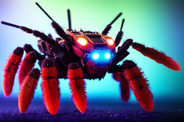 Macro   robot like tarantula Sci-fi style wallpaper