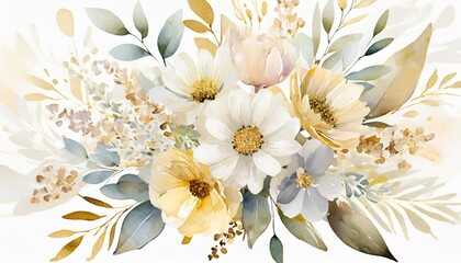 watercolor floral bouquet isolated on white background floral composition for mother s day wedding birthday easter valentine s day greeting card wallpaper print pastel colors