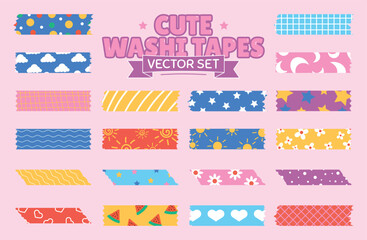 Cute Washi Tapes Illustration Vector Set