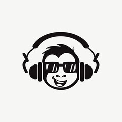 Minimalist Monkey with Earphone Logo