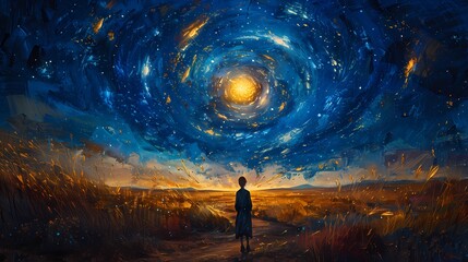 Fototapeta premium Digital vast starry sky illustration abstract poster web page PPT background