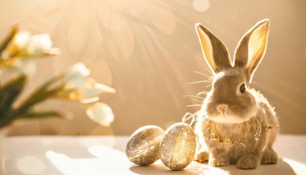 celebrate easter with a minimalistic touch n a professionally captured image of the easter bunny against a bright background copy space