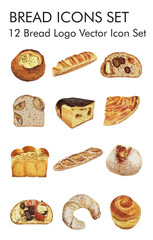 Bread logo vector icon set 