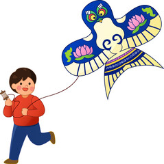 Boy Flying Eagle Kite