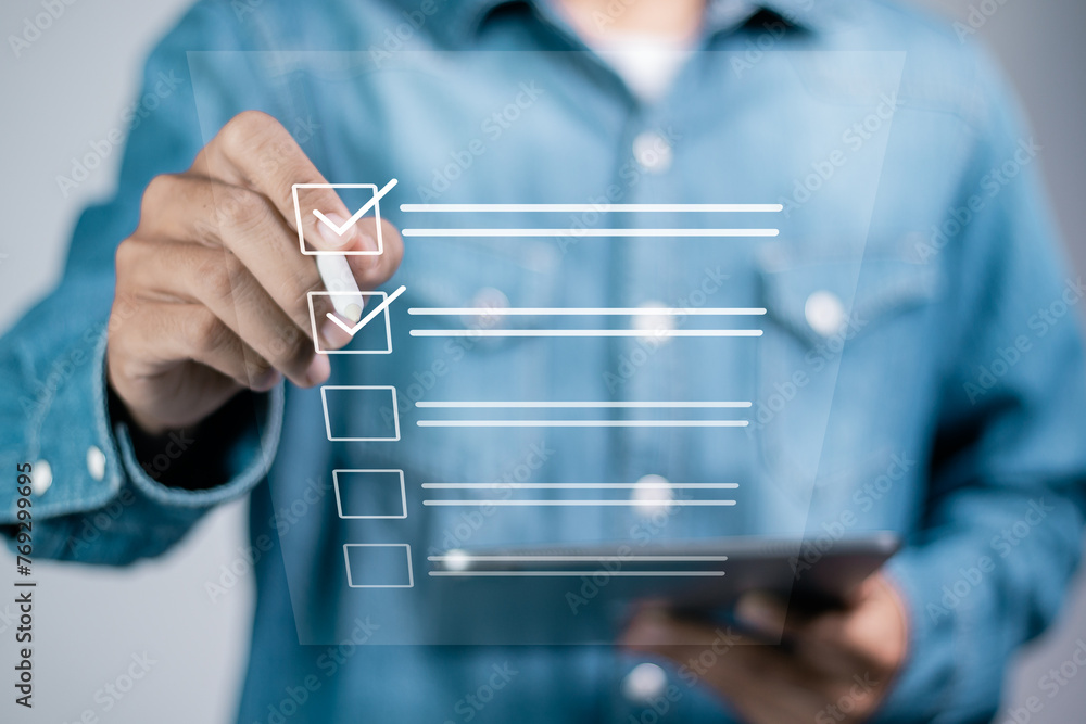 Poster business performance checklist, business evaluation, project approval and enhancing business perform