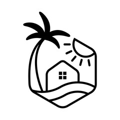 Beach Vector Logo Design Template