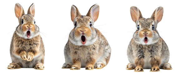 surprised rabbit isolated on a transparent PNG background, white background , Generative Ai