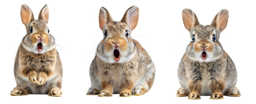 surprised rabbit isolated on a transparent PNG background, white background , Generative Ai