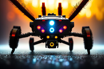 Macro   robot like tarantula Sci-fi style wallpaper