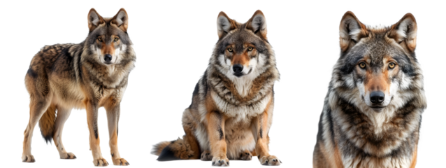 A wolf isolated on a transparent PNG background, white background , Generative Ai