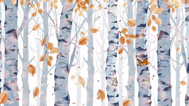 birch grove background birch or aspen trees. seamless looping overlay 4k virtual video animation background