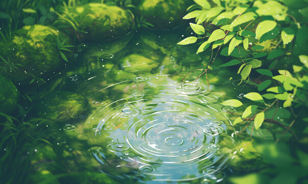 small spring water in the forest-generative ai