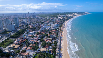 Aerial view of Ponta Negra beach, Morro do Careca, in Natal, Rio Grande do Norte, Brazil.