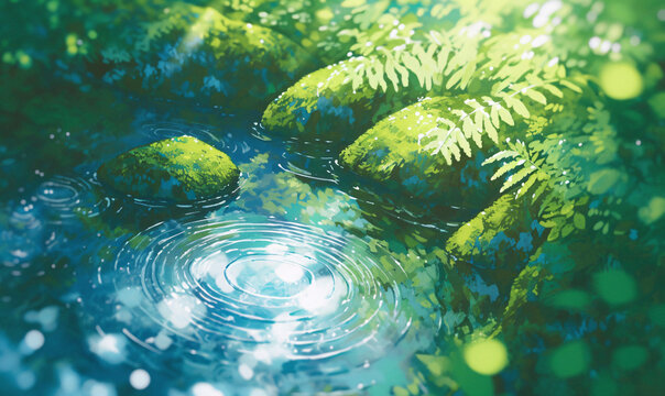 small spring water in the forest-generative ai