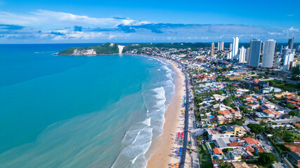 Aerial view of Ponta Negra beach, Morro do Careca, in Natal, Rio Grande do Norte, Brazil.