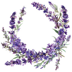 Watercolor Lavender Flower Wreath Clipart