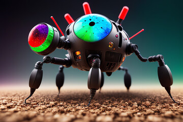 Macro concept illustration of ant robot sci-fi style wallpaper
 