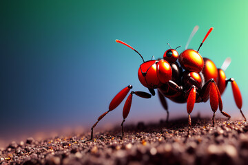 Macro concept illustration of ant robot sci-fi style wallpaper
 