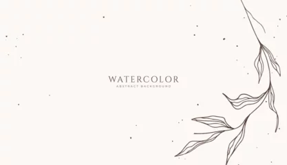 Poster Abstract horizontal watercolor background. Neutral light brown yellow colored empty space background illustration © lukulo