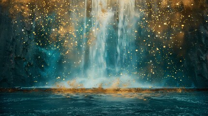 Digital golden stars watercolor poster horizontal version web page PPT background