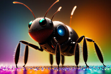 Macro concept illustration of ant robot sci-fi style wallpaper
 