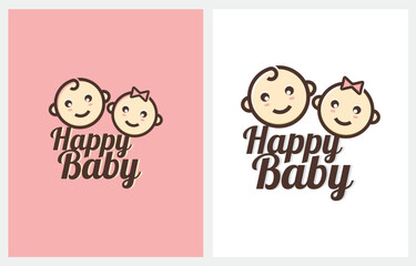 Sweet Cute Baby Girl and Boy logo design