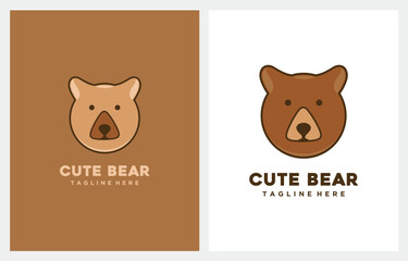 Cute Head Bears logo design icon vector