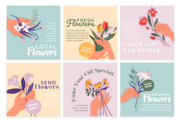 Social media post set for flower store promotion
