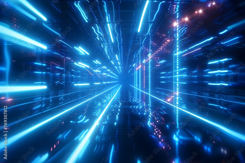 Poster captivating futuristic neon glow abstract dark background with dynamic luminous lines and mesmerizin