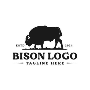 black bison illustration logo