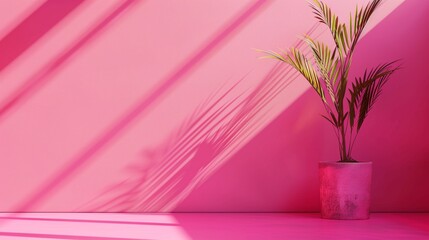 Bold hot pink background with minimalist aesthetic, making a statement and drawing attention to the subject.