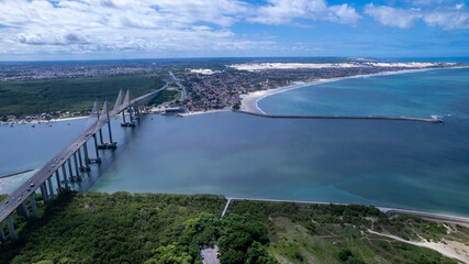 Fototapeta na wymiar Aerial view of the Newton Navarro Bridge, in Natal, Rio Grande do Norte, Brazil.