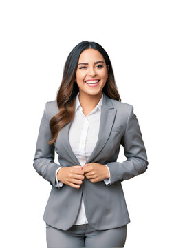 Portrait of beautiful young filipina asian woman smiling laughing hysterical looking at camera wearing office outfit upper body isolated on transparent background from Generative AI