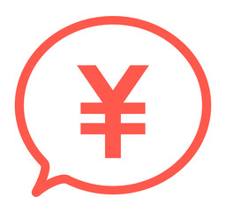 シンプルな赤色の円マークと吹き出し	
