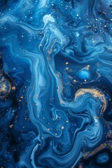 Abstract liquid blue colors outer space background Exoplanet cosmic sea pattern paint stains 