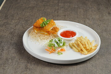 Katsu Curry and chesse on wood table