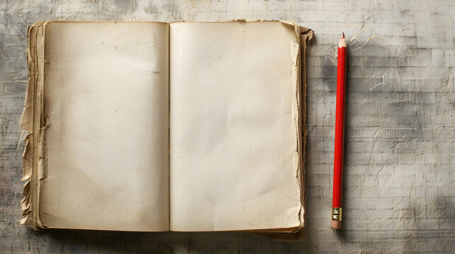 Blank notebook on wooden background, top view