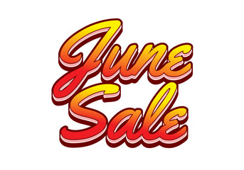 June sale. Text effect in 3 dimensions style with eye catching colors