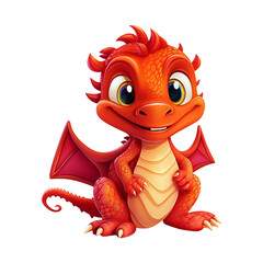 Fototapeta premium Cute 3d cartoon baby dragon isolated on transparent background