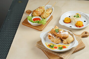 Katsu Curry and chesse on wood table