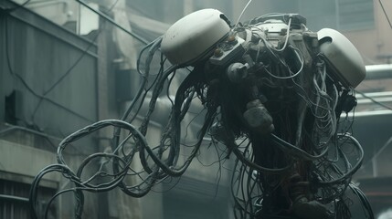 Technological Downfall:A Dystopian Vision of Viral Prosthetic Enhancements in a Futuristic,Robotic Landscape