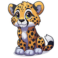 Cheetah Cartoon Icon, Isolated On Transparent, PNG, HD