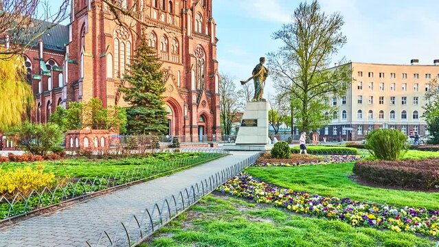 WARSAW, POLAND - APRIL 15 2018: St. Florian's Cathedral, more formally known as Cathedral of St. Michael Archangel and St. Florian Martyr, is Catholic church.