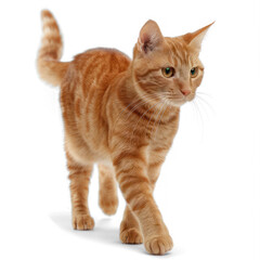 Ginger cat walks on transparency background PNG
