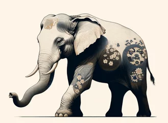 Fototapete Rund 日本画（Japanese painting）／象（Elephant） © dalb