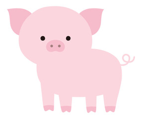 かわいいブタのベクターイラスト。アイコン、動物、豚