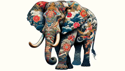 Küchenrückwand glas motiv 日本画（Japanese painting）／象（Elephant） © dalb