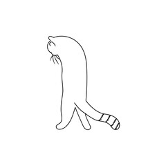 Cat turns away back, minimal line style.