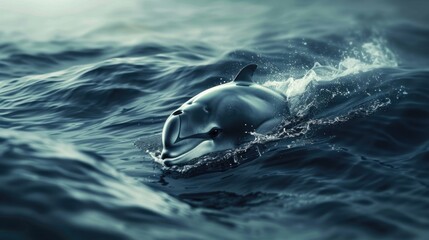 Vaquita, porpoise species in the ocean. AI Generated