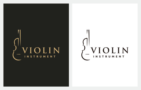 Violin Orchestra Fiddle Music silhouette logo design vector icon